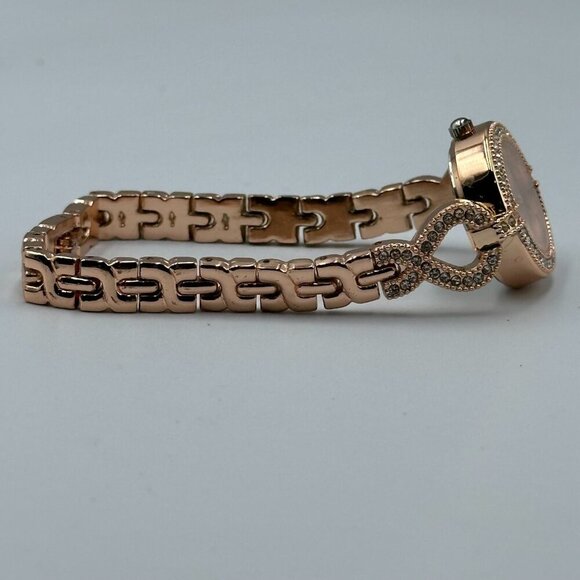 3/$30 Crystal Link Watch Women Rose Gold Tone Round Dial Working 7 in - Picture 10 of 14
